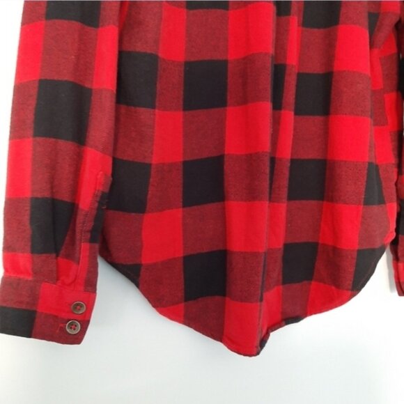 FOREVER 21 Classic Flannel Buffalo Check Plaid Button Down Shirt Red Black Sz S - Picture 13 of 13